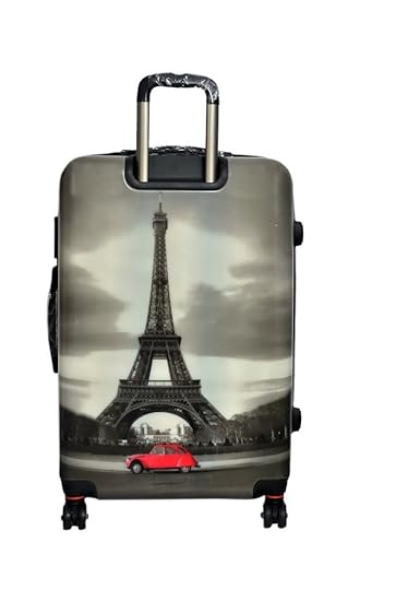 Tramp & Badger Polycarbonate 28-inch Cabin Eiffel Tower Printed Pattern Grey Trolley Bag