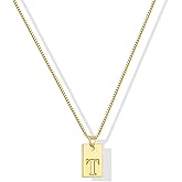Gacimy 18K Real Gold Plated Initial Necklace for Women - Small Square Letter Pendant with Box Chain - Minimalist Personalized Jewelry Gifts for Mom