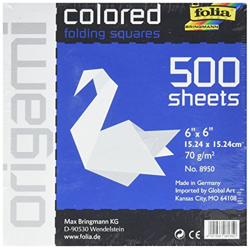 Folia Origami Paper 6-Inch-by-6-Inch White 500 Sheet Bulk Pack