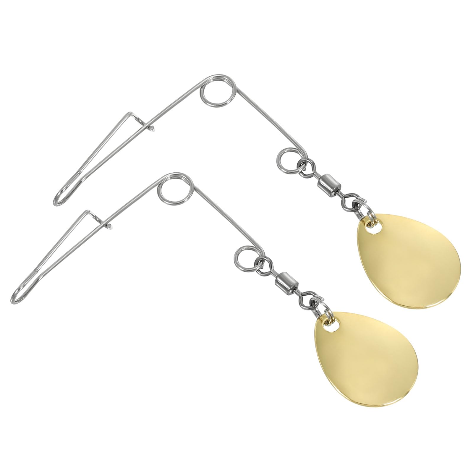 PATIKIL Fishing Spinnerbait Wire with Blade, 30Pcs Lure Making Supplies for Bass Fishing, Medium-sized Water-drop, Gold Tone