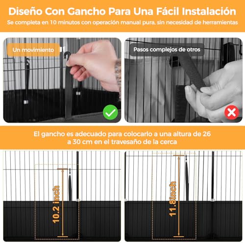 Habitat Jaula Casas Cerca para Cuyo Hamster Impermeable Lavable,Jaulas para Gatos con Puerta Interior Exterio para Conejito Tortuga Erizo Conejos Grande Amplio Expandible,120x60x40cm, 12 Paneles