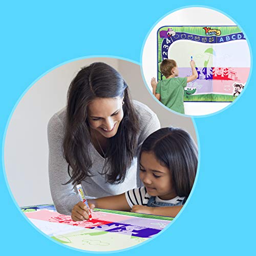 Young Choi's Kids Doodle Toy Magnetic Drawing Board and Water Doodle Mat 2 in 1 Toy Set Pink, Toddlers Large Aqua Drawing Doodle Mat and Assorted Color Toy Writing Painting Pad - Thumbnail 5
