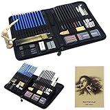 Parallel Halo Drawing and Sketching Art Set with Carrying Case; Graphite, Pastel, and Charcoal Pencils, Willow Sticks, Paper Blending Stumps; Art Kit for Kids, Teens and Adults (49sets)