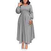 Women's Church Dresses for 2025 Wedding Guest Cocktail Tea Party Long Sleeve A-Line Vintage Evening Graduation Dress