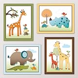 Giraffe Safari, Jungle Animals Nursery Wall Art, Decor. Kids Bedroom Decor (11