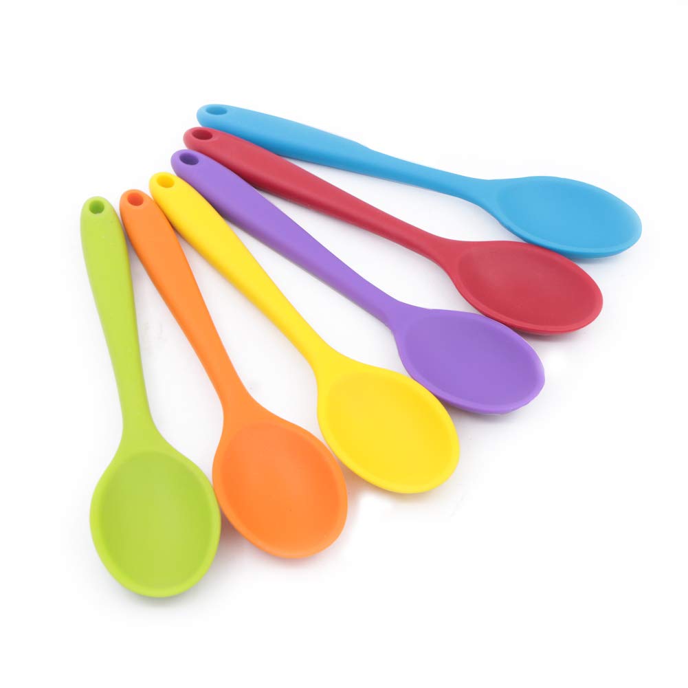 6 Pcs Silicone Spoon,Serving Spoon Nonstick Kitchen Spoon,Heat-Resistant Silicone Kitchen Utensil Set for Cooking Baking Mixing