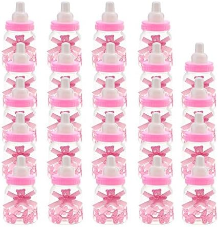 Contever 24pcs Feeder Style Candy bottle Gift Box with Bear, Baby Shower Baptism Party Favour Decoration
