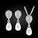 FEDONA 925 Sterling Silver CZ Cream Simulated Pearl Infinity Bridal Necklace Hook Earrings Jewelry Set Clear