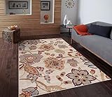 Ivory Beige Blue 7'10x10'2 Floral Area Rug Oriental Carpet Large New