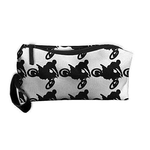 Silhouette Of Motocross Rider Storage Bag Tools Lightweight Canvas Organization With Handle