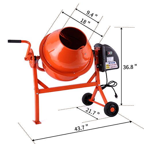 2-1/5 Cu Ft Electric Concrete Cement Mixer Mortar Mixing Stucco Seeds Portable Barrow Machine