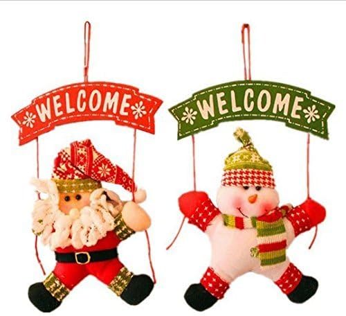 UChic 2Pcs Santa Claus Snowman Welome Sign Christmas Tree Door Decoration For Home Ornament Decor Hanging Pendant