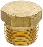 Anderson Metals 56121 Brass Pipe Fitting, Cored Hex Head Plug, 1/2