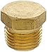 Anderson Metals 56121 Brass Pipe Fitting, Cored Hex Head Plug, 1/2