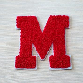 DaoRier Rote Buchstaben M Aufbügler Applikation Stickerei Aufkleber DIY Bestickte Aufnäher für Kleidung Jeans