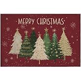 Wnoesat Red Xmas Tree Snowflakes Door Mat Merry Christmas Holiday Rugs 2x3 Washable Soft Non-Slip Winter Decorative Entryway Rug Area Rug for Kitchen Bedroom Bathroom Laundry Outdoor Indoor