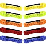 TecUnite 10 Pieces 3-Legged Race Bands Elastic Tie Rope Ruffle Race Strap for Relay Race Game, Carnival, Field Day, Backyard, 5 Colors