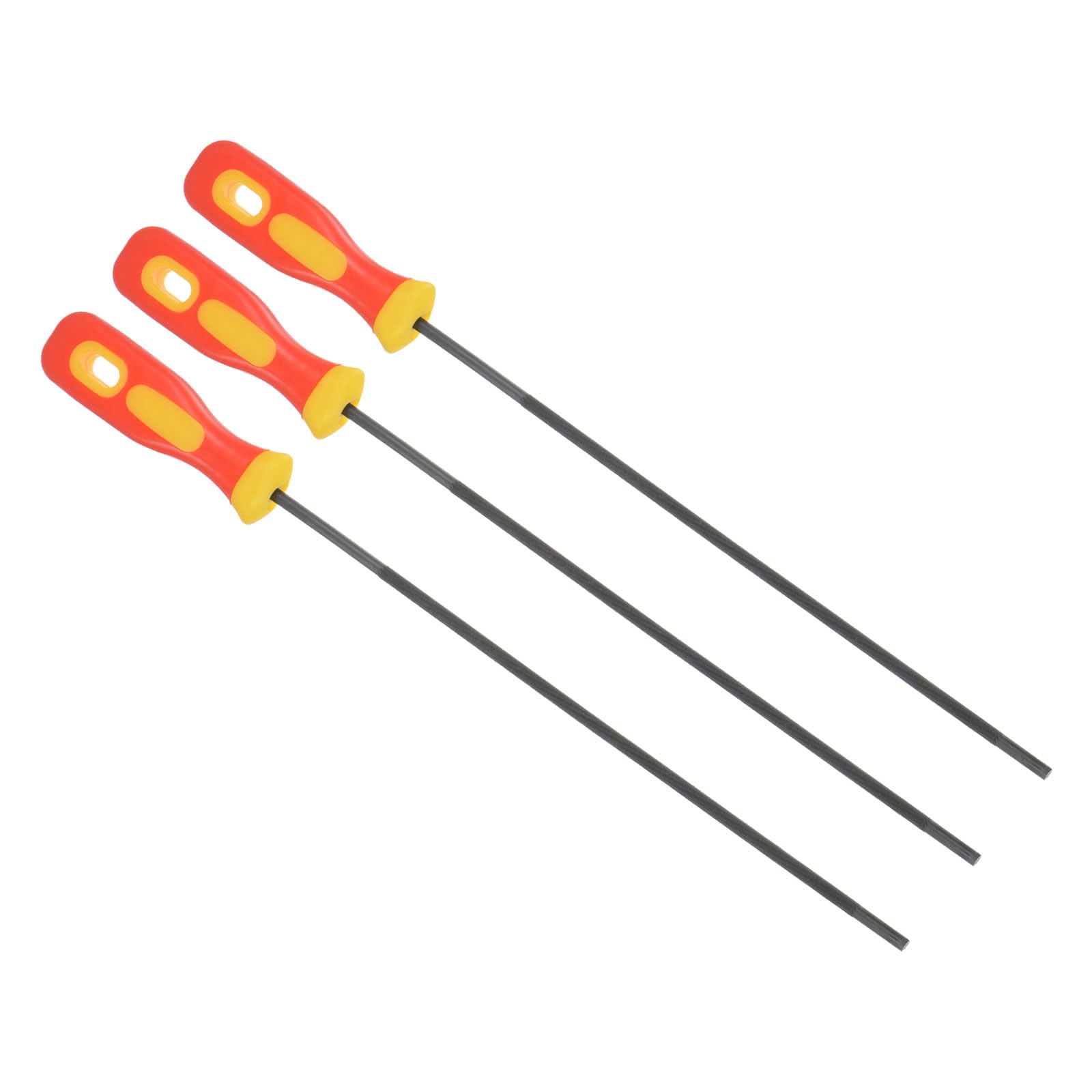 CoCud Chainsaw File, 5/32"(4mm), High Carbon Hardened Steel Round Sharpener Files with Non-Slip Handle - (Applications: for Sharpening Chain Saws), 3pieces