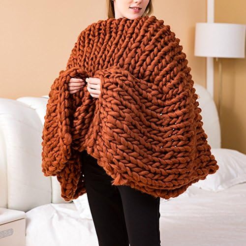 Chunky Knitted Blanket Chunky Knitting Throw Acrylic Fibres Blanket Arm knit Blanket Super Chunky Blanket Super Thick Blanket Giant Knit Blanket 20"x24" (#1)