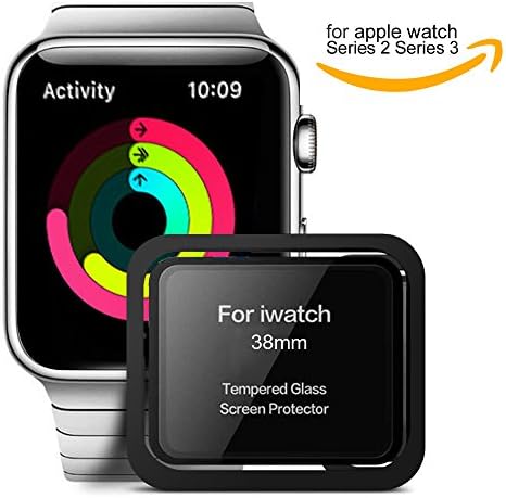 Apple Watch Series 3 Screen Protector , POPANK [2 Pack] [Full Coverage] iWatch 3 Tempered Glass Screen Protector for Apple Watch Series 3, Series 2, Nike+, Edition (Iwatch 38mm Protector )