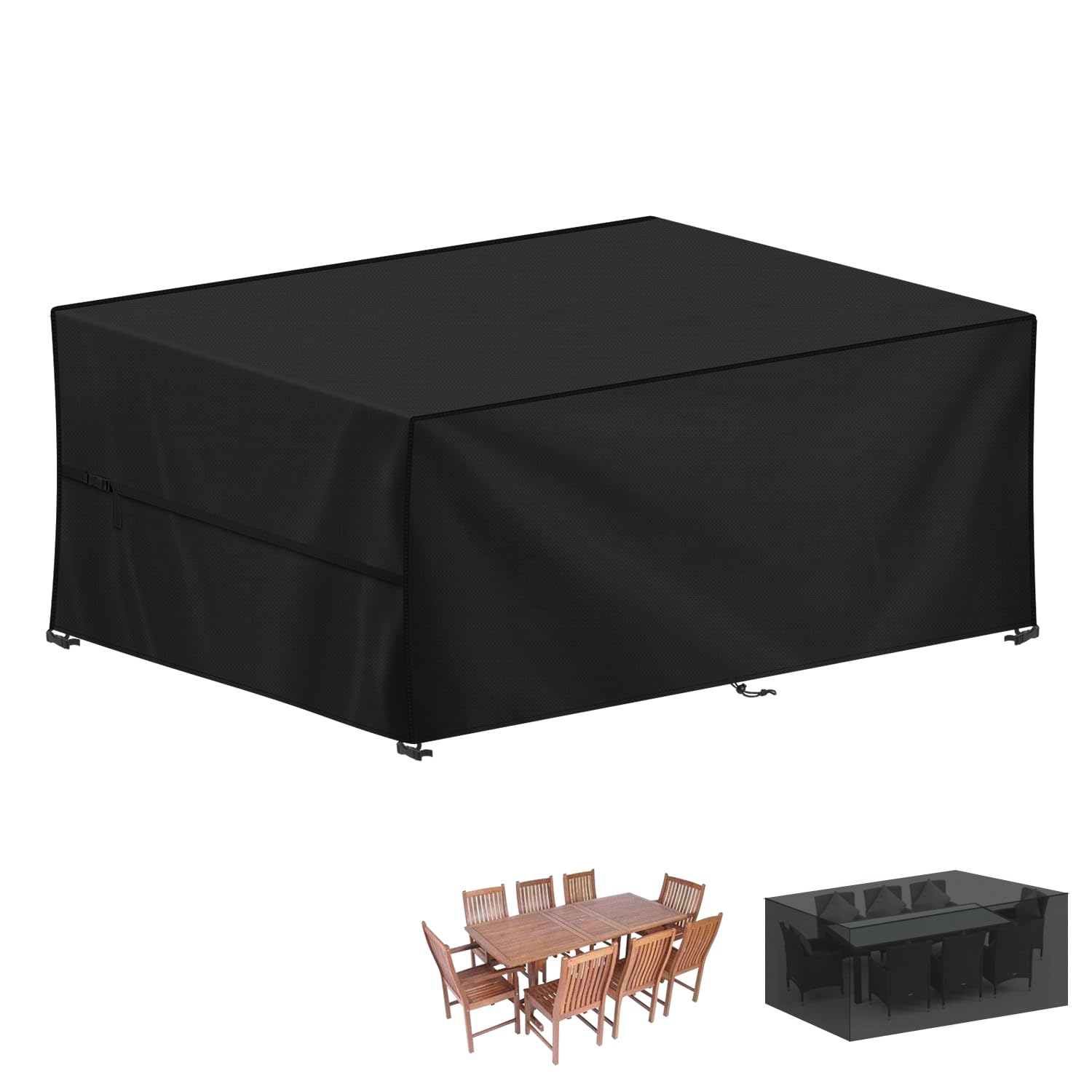 LAMUNI Garden Furniture Cover Waterproof Outdoor Rectangular Patio Table Set Covers, 420D Oxford Fabric Rattan Sofa Cover Windproof Outdoor Table Cover Anti-UV Patio Furniture Covers, 240x120x75cm