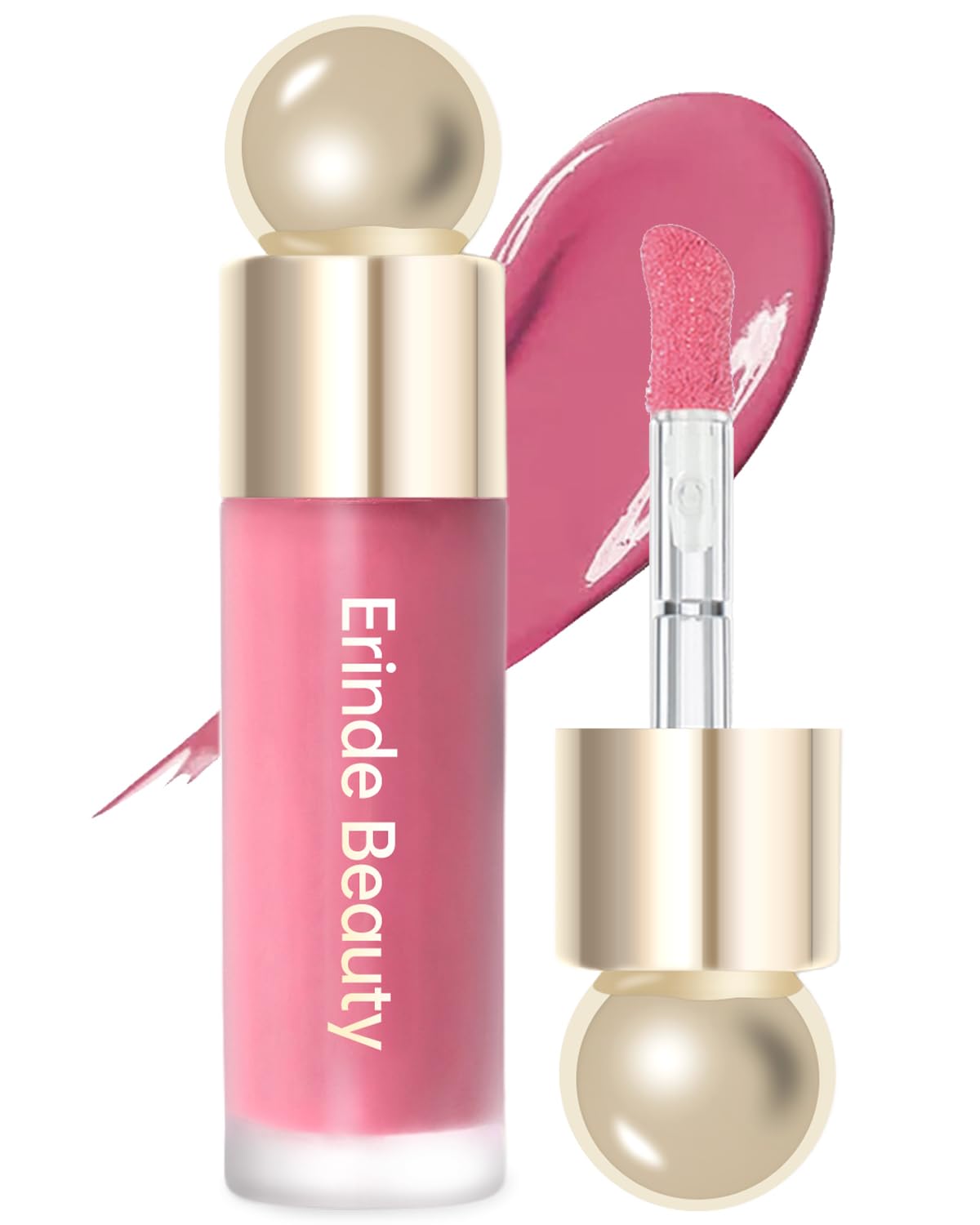 Erinde Soft Pinch Dewy Liquid Cream Blush, Velvet Silk Texture, Long-lasing, Buildable and Blendable, Moisturizing Face Blush Stick for Cheek, Liquid Blusher with Sponge 02# Pink — image 1