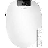 WLJBIDET Bidet Toilet Seat with Remote Control, Electronic Heated Bidet Seat with Adjustable Warm Water and Pressure, Warm Air Drying, Display Screen, Night Light, Slow Closed Toilet Lid, Elongated