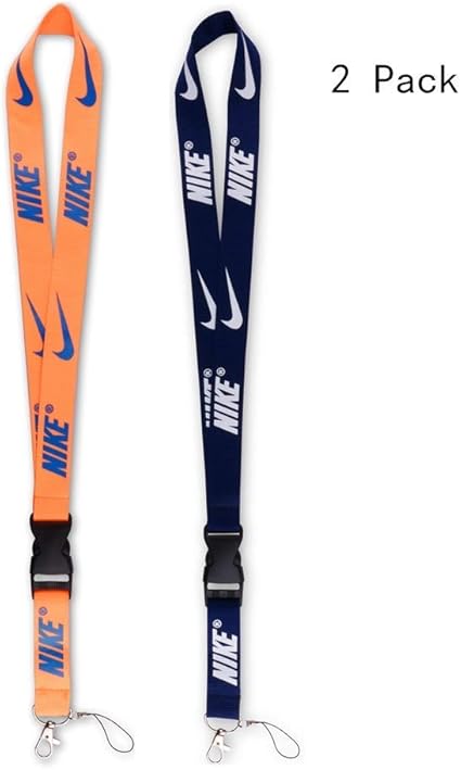 Amazon フックとバックル付きランヤード 2個パック ストリートファッション トレンディなスポーツスタイル キー 電話 Idカード ネームタグバッグアクセサリー ディープブルーとオレンジ スタンプ 文房具 オフィス用品