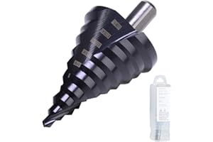 Jerax tools 1/4 to 2 Inch Step Drill Bit Spiral Grooved Double Fluted, Large M2 High Speed Steel Drill bits for Hole Drilling