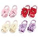 Elesa Miracle Toddler Baby Girl's Barefoot Sandals Value Set (10 Pairs - Chiffon Rhinestone Flower)