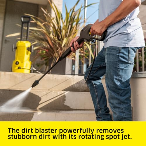 Kärcher high-pressure washer K 2, pressure: max. 110 bar, flow rate: 360 l/h, area: 20 m²/h, weight: 4.2 kg, high-pressure gun, high-pressure hose, dirt blaster