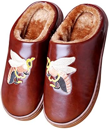 Venbona Cute Bee Washable Soft Matching Couples House Mens Womens Slippers Coffee 9-10 D(M) US
