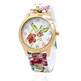 NYKKOLA Women Silicone Printed Flower Causal Quartz Wrist Watches Chronograph Silicone Watch - Pink