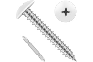 ETAUWE #6 x 3/4" Wood Screws, Alloy Steel Truss Head Fast Self Tapping Screws, White Head, Full Thread, Screwdriver Bit Included, 100 PCS