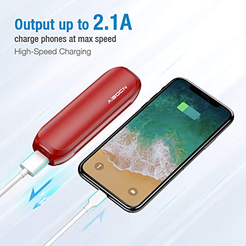 Aibocn Small Power Bank 6700mAh Portable Charger for iPhone X/XR/8 Samsung Huawei Mobile Phone Red