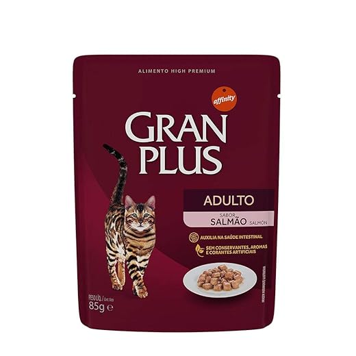 Ração Úmida GranPlus Para Gatos Adultos Sachê Sabor Salmão 85g