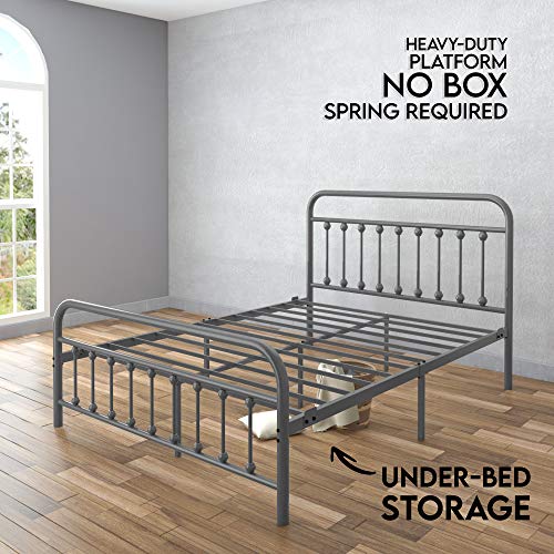 AMBEE21 Vintage Queen Metal Bed Frame with Headboard and Footboard