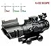 Aipa Prism 4x32 AR15 Rifle Scope Red/Green/Blue Triple Illuminated Rapid Range Reticle W/ Top Fiber Optics Sight and Weaver Slots (24 Month Warranty)
