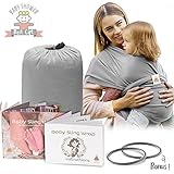 Baby Wrap Carrier Ring Sling | Soft Infant Newborn Wraps Holder Set | Breathable Organic Preemie Cotton Breastfeeding Cover with 2 Aluminum Slings Rings & Instructions | Ideal Gift for Nursing Moms