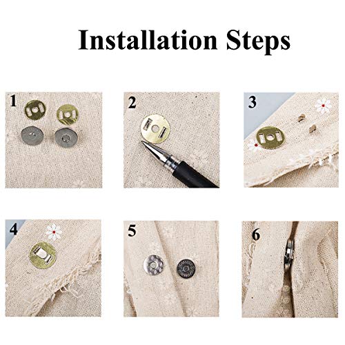 BALABALA 50 Sets 14mm Silver Tone Magnetic Buttons Snap Clasps for Handbag Purses Bags Clothes Leather Sewing Craft DIY - Thumbnail 4