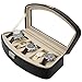 Rounded Leather Watch Box Storage Case Glass Lid for 6 Watches (Black)