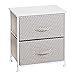 mDesign Night Stand/End Table Storage Tower - Sturdy Steel Frame, Wood Top, Easy Pull Fabric Bins - Organizer Unit for Bedroom, Hallway, Entryway, Closets - Chevron Zig-Zag Print - 2 Drawers - Taupe