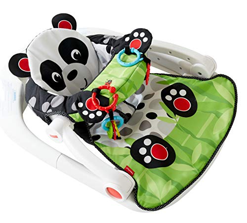 Fisher-Price Portable Baby Chair Sit-Me-Up Floor Seat with Developmental Toys and Crinkle Squeaker Seat Pad, Panda Paws