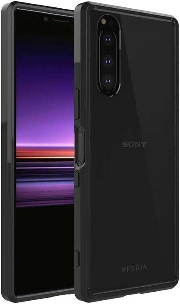 FINON Clear Perfect Body Model [ TPU Bumpers/PC ] for Xperia 5 (2019) Case with Hybrid Protective Clear and Impact Resistance - Black