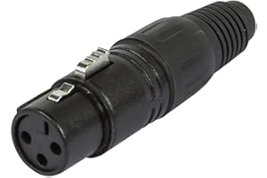 Monoprice 3-Pin Female DMX Connector - Black | Anodized Aluminum With A Plastic Cap, Rubber Strain Relief Boot, And Lock Rele