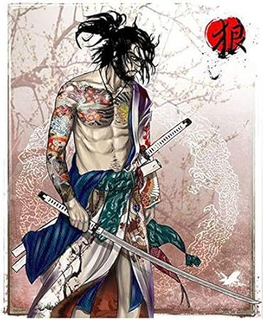 Amazon Co Jp Mauewu5dダイヤモンド刺繡日本の侍diyダイヤモンド絵画ダイヤモンドモザイク針仕事キャンバスクリスマスギフトスクエア ダイヤモンド家の装飾40x50cm ホーム キッチン