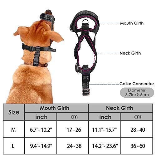 AutoWT Nylon Dog Muzzle, Adjustable Loop, Soft Flannel Padding, Comfortable Breathable Secure Quick Fit Muzzles for Small Medium Large Dog, Prevent from Biting, Chewing and Barking (L, Black) - Thumbnail 6