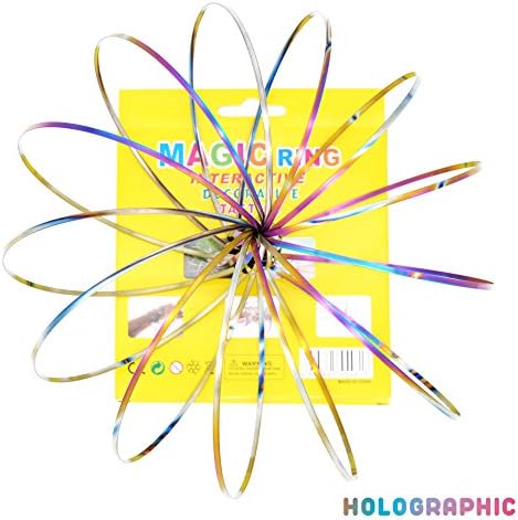 Kalwason Flow Ring Kinetic Spring Toy - Holographic Stainless Steel 3D Arm Slinky Toy for Kids &amp; Adults by (Multicolor)
