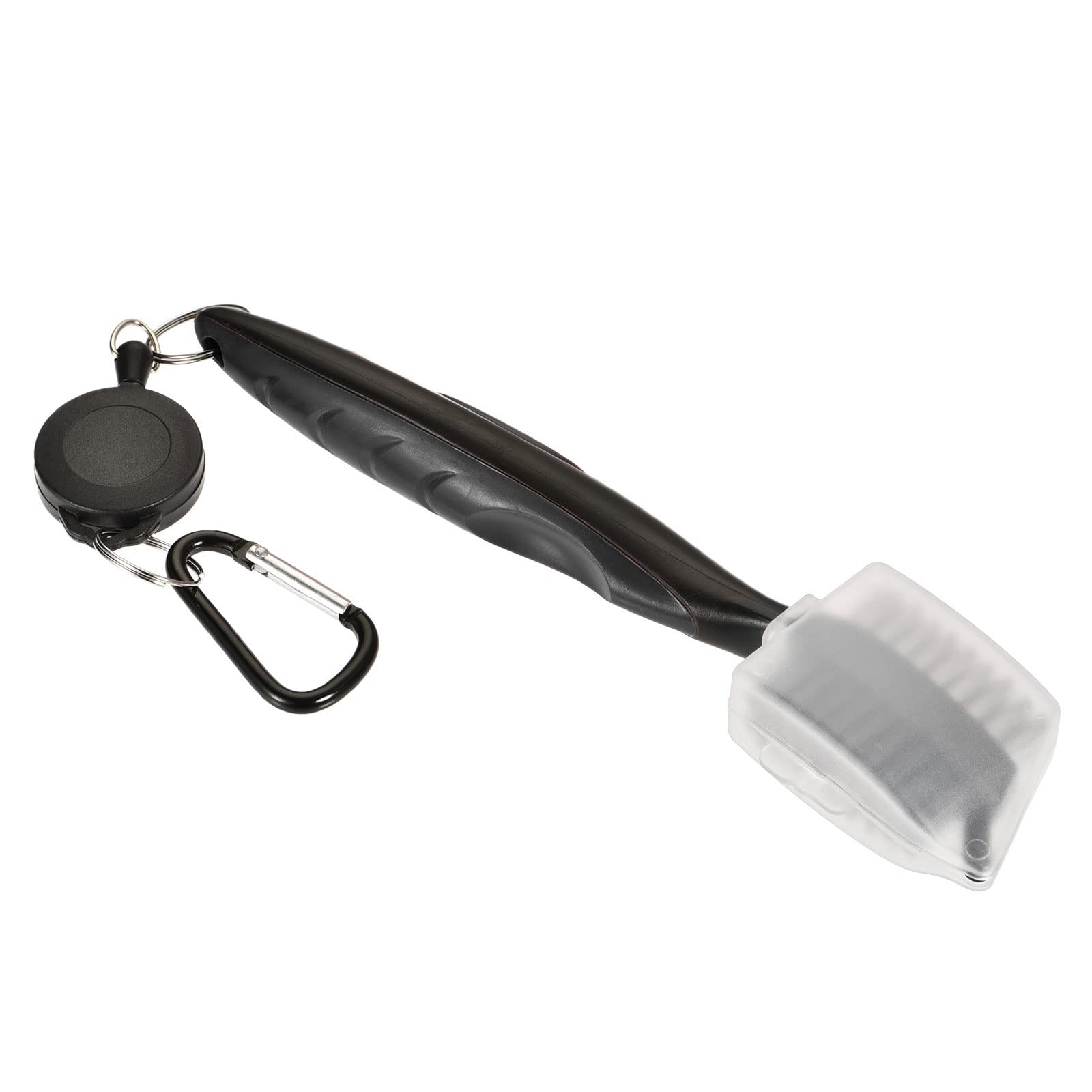 M METERXITY Golf Club Brush - Golf Club Groove Cleaner Zip-line Dual Sided Bristle Cleaning Tools with Cover Clip, Retractable, Apply to Outdoor (Black)