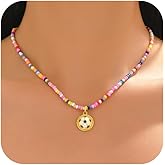 Colorful Beaded Necklace for Women Softball/Soccer/Volleyball/Basketball/Football Necklaces Adjustable Sports Ball Choker Necklace for Players Lover Fan Coach Team Birthday Easter Mother’s Day Jewelry Gift